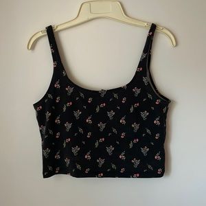 Black Floral Tank Top